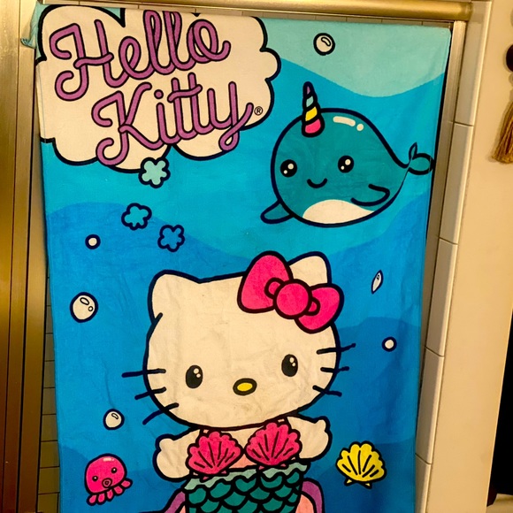 NWT MERMAID HELLO KITTY w/ NARWHAL BEACH TOWEL🧜‍♀️🐈‍⬛💕💖 - Picture 7 of 8
